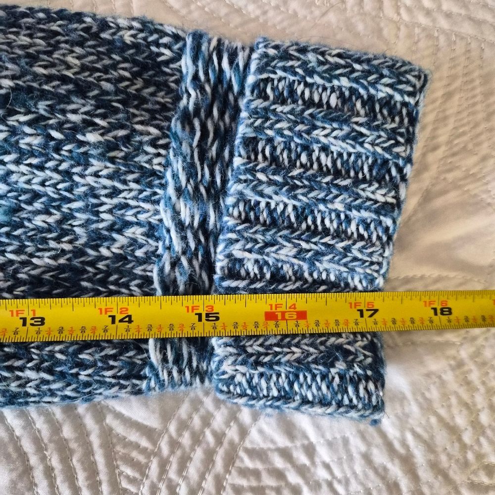 VGUC Obermeyer Lambswool Blend Full Zip Tweed Sweater M Blue - Picture 12 of 12